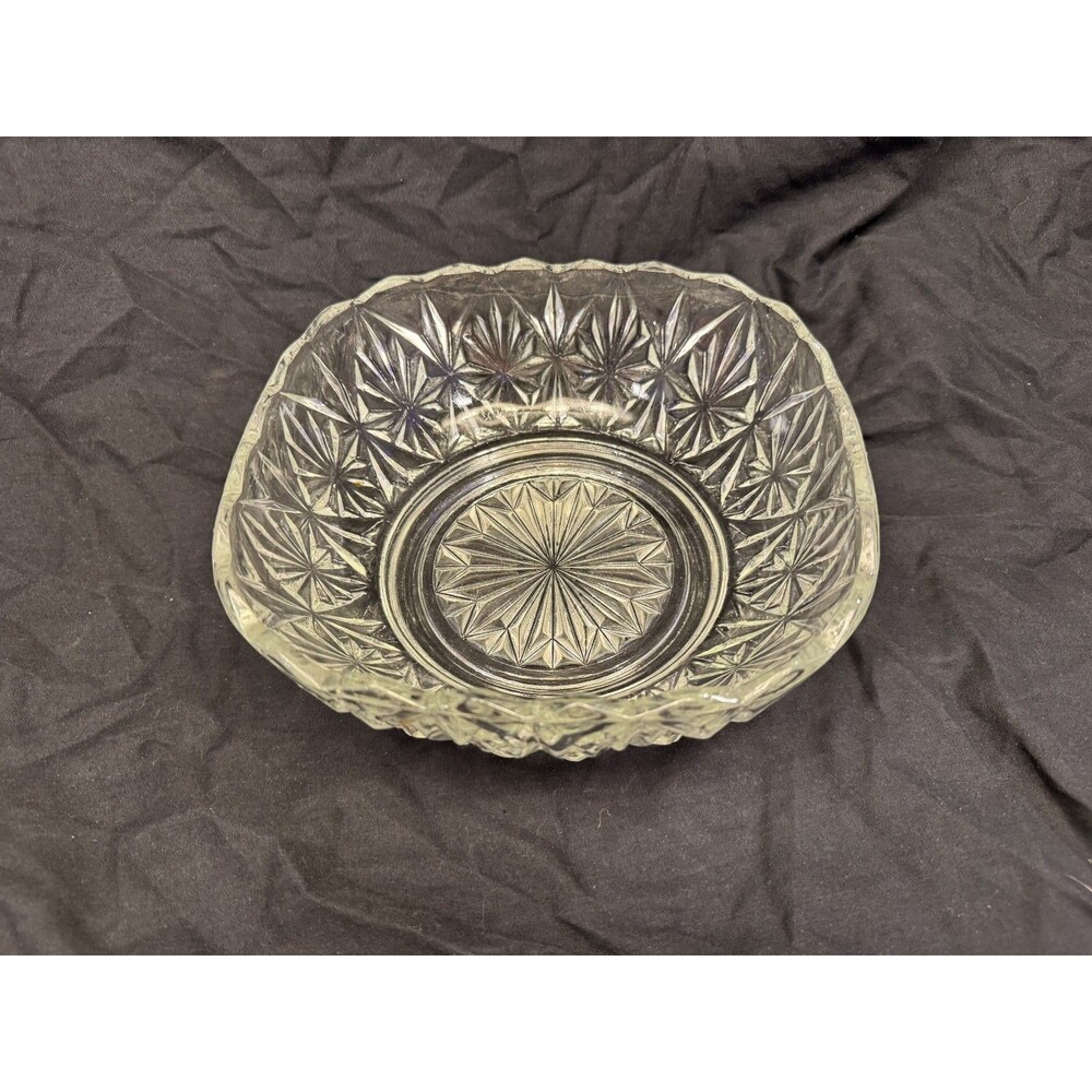 Vintage Glass Bowl With Starburst Pattern